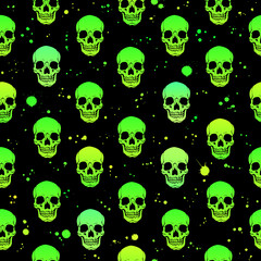 bright poisonous acidic skulls and spray on black background