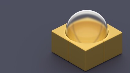 background wallpaper backdrop abstract composition golden cube glass sphere 3d render