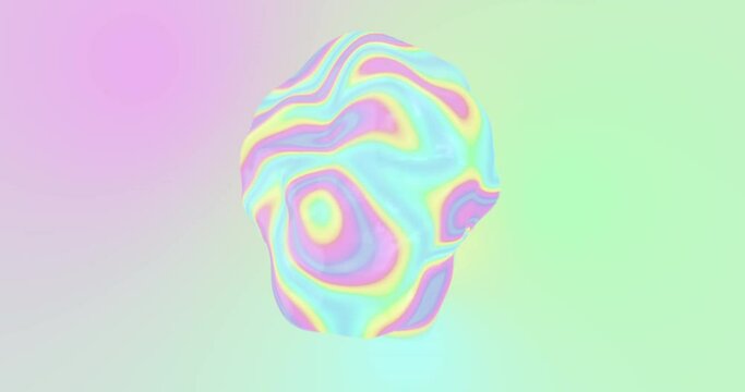 Colorful iridescent psychedelic sphere. Bright holographic colours. 3D video loop. 4k