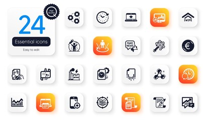 Set of Science flat icons. Seo phone, Coronavirus vaccine and Website education elements for web application. Euro money, Candlestick chart, Infochart icons. Project deadline, Documents. Vector