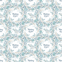  Seamless pattern. Thinking of you- card. 