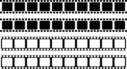 Film strips collection. Old retro cinema movie strip. lines on white background