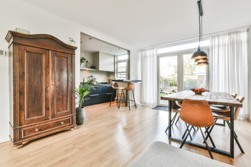 Dining room interior in modern urban appartment
