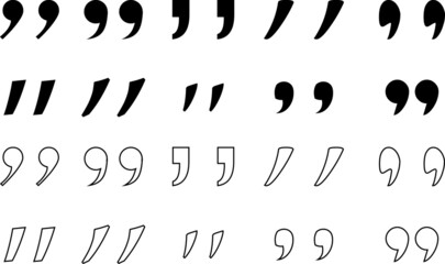 Texting quote boxes. Quotes icon lines. inverted commas. talking marks collection. Set of quote mark. text brackets symbol design