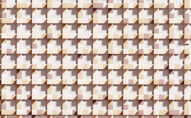 Cube wall. Geometric abstract background made of many rotating cubes. Rendering 3D illustration 