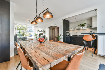 Dining room interior in modern urban appartment