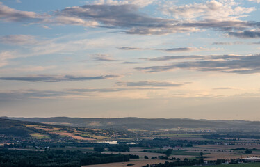 Country landscape over village Schaumburg in Germany