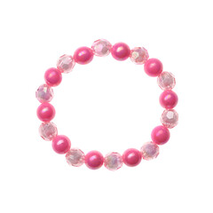 Beautiful handmade beaded bracelet isolated on white, top view