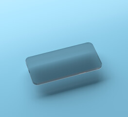 Transparent smartphone device floating over surface