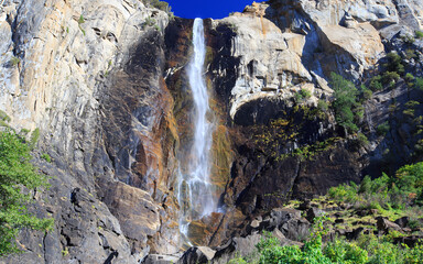 Bridal Veil falls in yosemite national park California on summer - obrazy, fototapety, plakaty