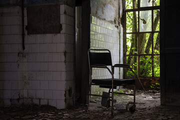 Fototapeta na wymiar A scary place in an abandoned asylum