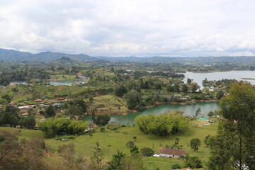 Fototapeta na wymiar Reservoir in Colombia near the rock