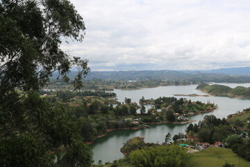 Fototapeta na wymiar Reservoir in Colombia near the rock