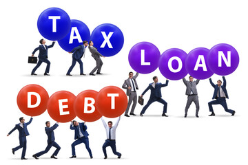 Businessmen in the load and debt concept