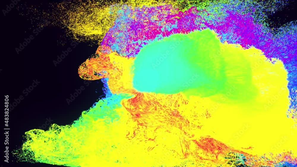 Aufkleber glow particles spread like ink effect. luma matte as alpha channel. emitter ball emit swirl of glow 