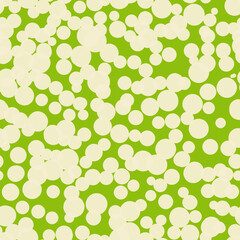 Abstract hand drown polka dots background. Green dotted seamless pattern with white circles. Template design for invitation, poster, card, flyer, textile, fabric