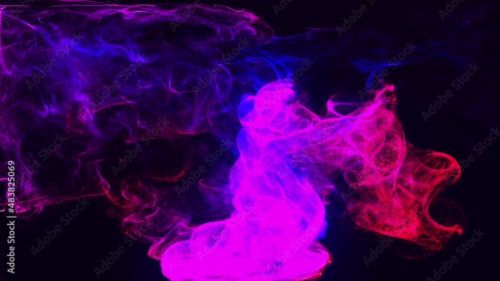 Poster glow particles spread in camera like ink effect. emitter ball emit swirl of glow particles form ligh