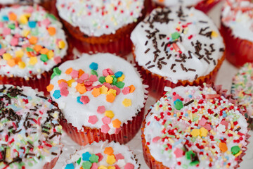 sugar glaze on Easter cakes or muffins. a traditional sweet treat.