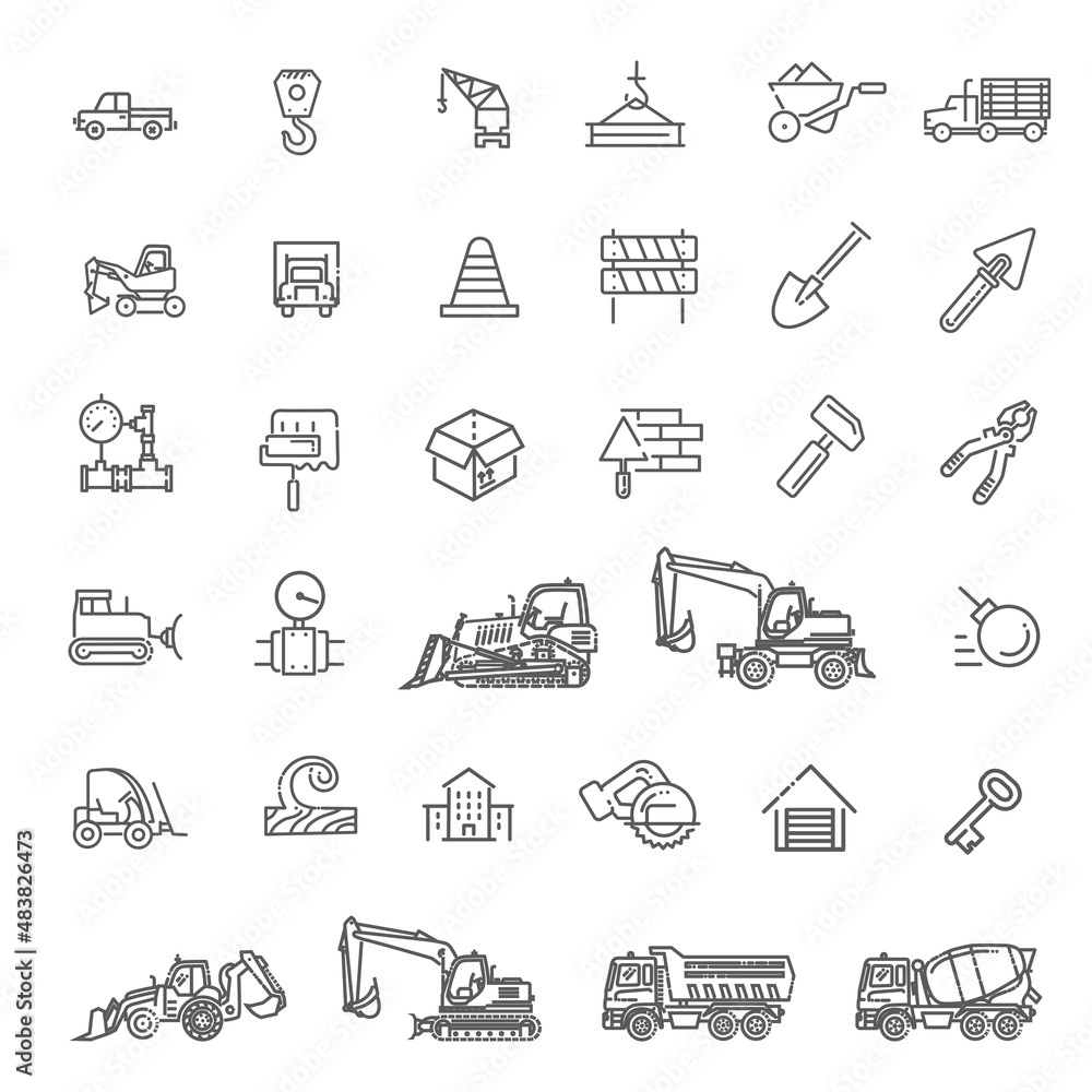 Wall mural Icons set - Construction. Set of home repair icons