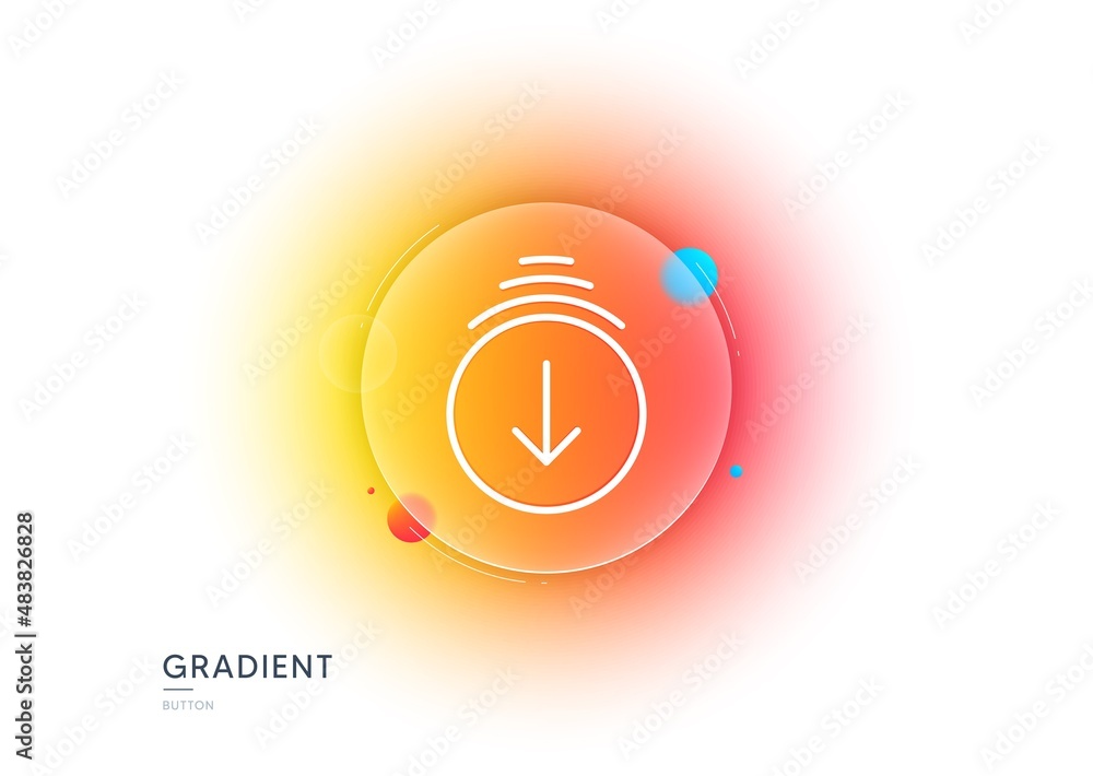 Poster scroll down arrow line icon. gradient blur button with glassmorphism. scrolling screen sign. swipe p