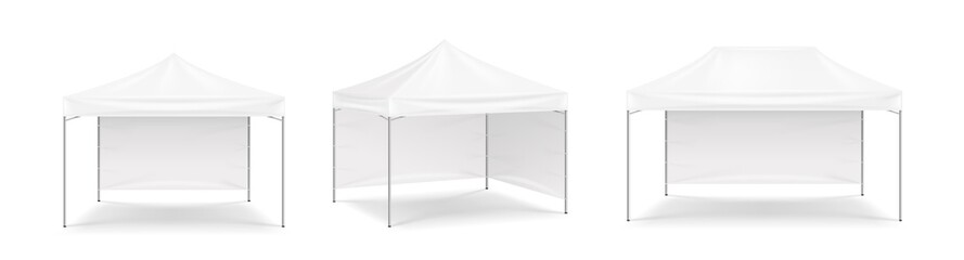 Promotional advertising show outdoor event trade tent mobile marquee template set - obrazy, fototapety, plakaty
