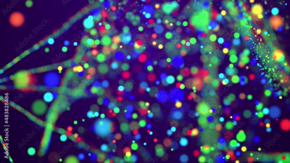 Poster awesome bg with magic particles fly in air, bokeh effects, dof. glowing multi-colored particles circ