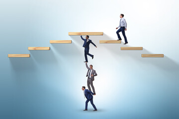 Fototapeta premium Teamwork concept with businessmen helping each other