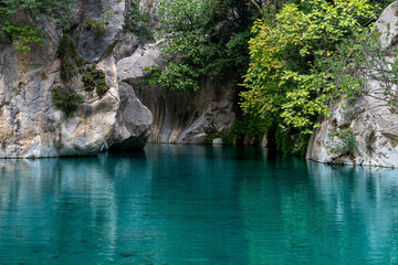 Naklejka na ściany i meble natural rocky canyon with blue water in Goynuk, Turkey