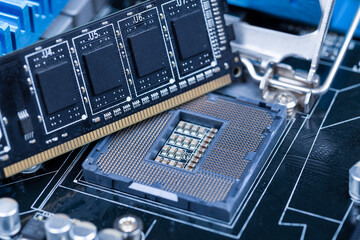 Motherboard close-up. Details for the computer.