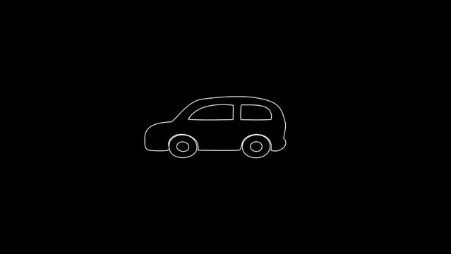 white linear smartcar silhouette. the picture appears and disappears on a black background.