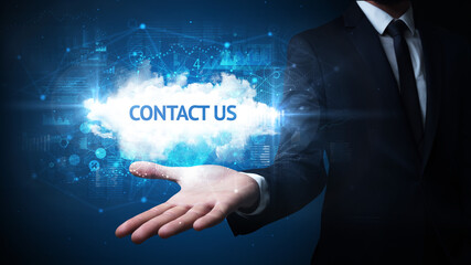 Hand of Businessman holding motivational message