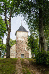Fototapeta na wymiar Zemite lutheran church in sunny summer day, Latvia.