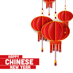 Chinese New Year Greeting Card. Red hanging lantern,