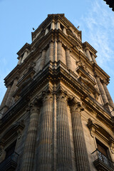 Malaga cathedral tower sunset