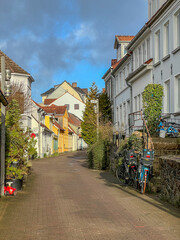 street in Flensburg, St. Jürgen, historic part of the city, Schleswig Holstein, Germany