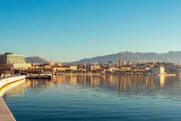 Waterfront of Split city in the morning. Dalmatia, Croatia