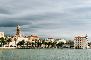 Fototapeta na wymiar Waterfront of Split city at winter. Croatia