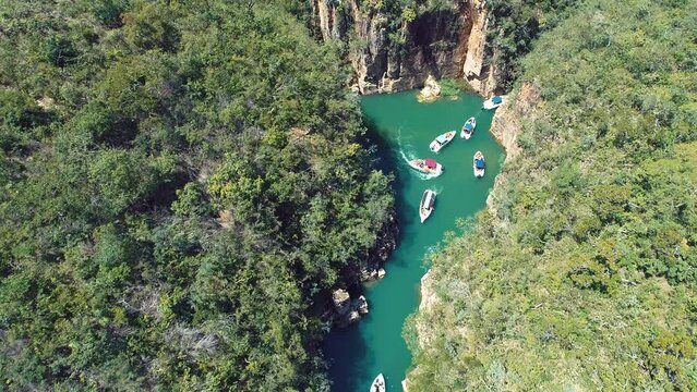 Capitolio lagoon tourism landmark at Minas Gerais Brazil. Famous Furnas dam. Tourism landmark. Travel destinations. Vacation travel.