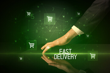 Online shopping concept with shopping cart icons