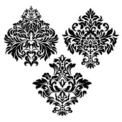 Oriental vector damask patterns for greeting cards and wedding invitations.