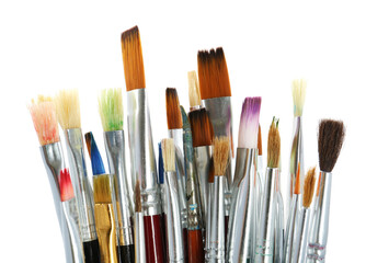 Fototapeta premium Set of paintbrushes on white background. Art supplies