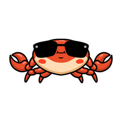 Cute little orange crab cartoon wearing sunglasses