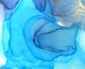 Alcohol ink liquid painting background. Watercolor or alcohol ink fluid stains and splashes pattern.