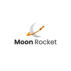 crescent moon and rocket logo