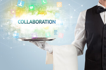 Waiter serving social networking