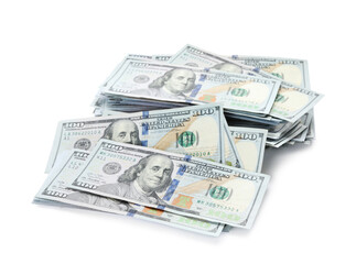 Dollar banknotes on white background. American national currency