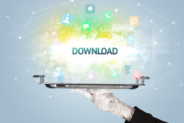 Waiter serving social networking