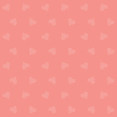 Seamless pastel coral tones polka heart pattern. Vector illustration, digital background, surface design