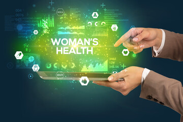 Close-up of a touchscreen with medical inscription