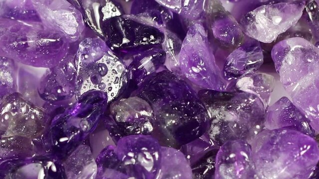 Macro purple texture and background with amethyst stones.
